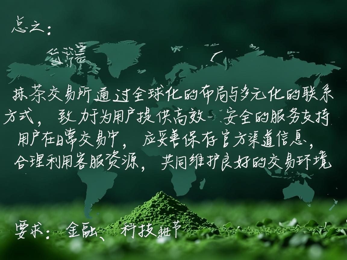 总之，抹茶交易所通过全球化的布局与多元化的联系方式，致力于为用户提供高效、安全的服务支持。用户在日常交易中，应妥善保存官方渠道信息，合理利用客服资源，共同维护良好的交易环境