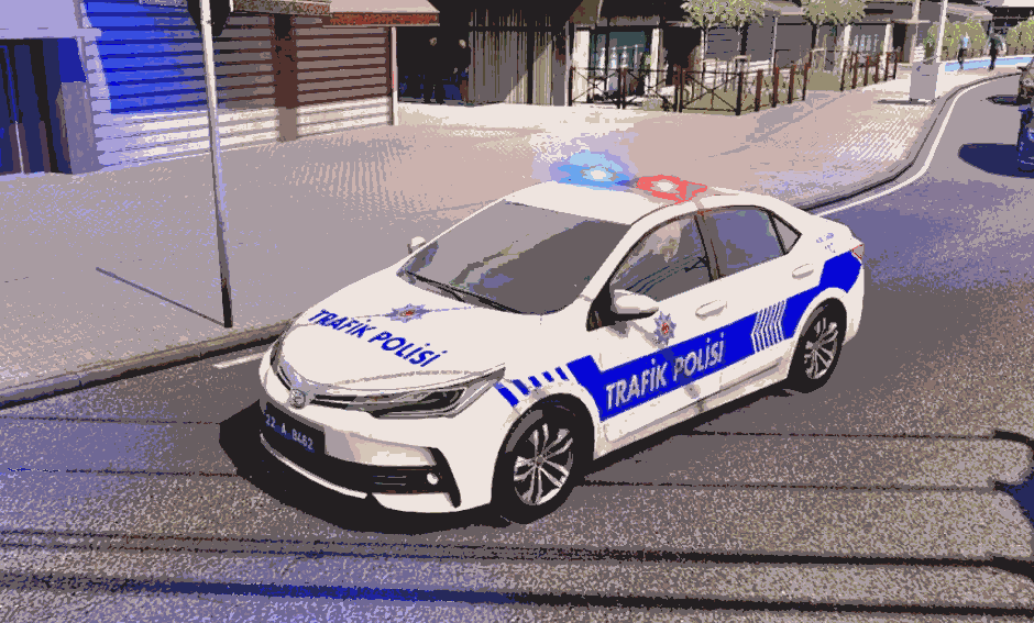 带闪烁灯版:警车停车