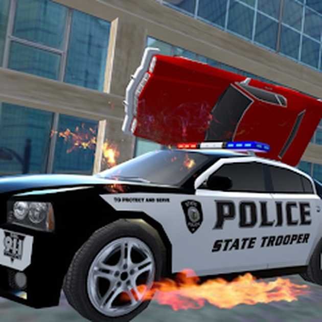 警车追逐粉碎汽车