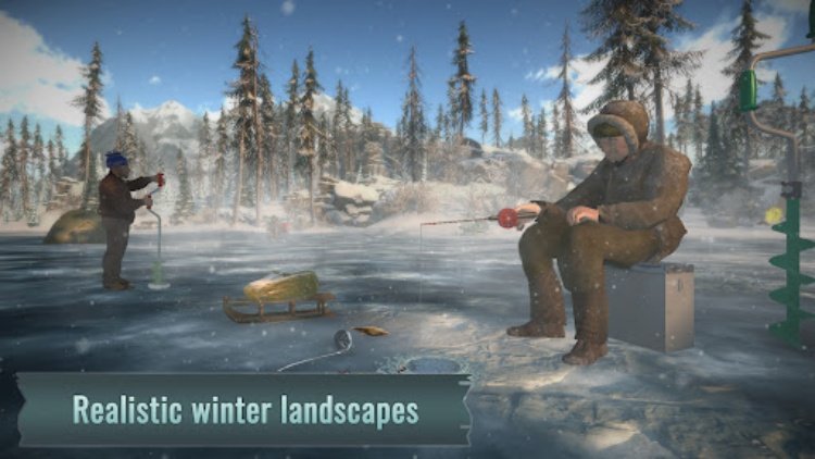 Ice fishing game. Catch bass.