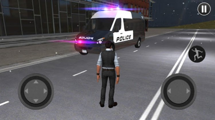 American Police Van Driving