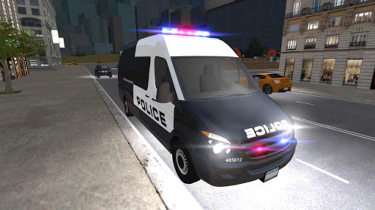 American Police Van Driving