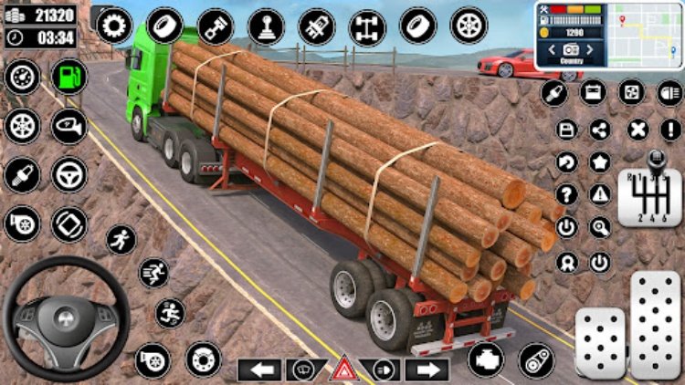 Log Transporter Truck Driving