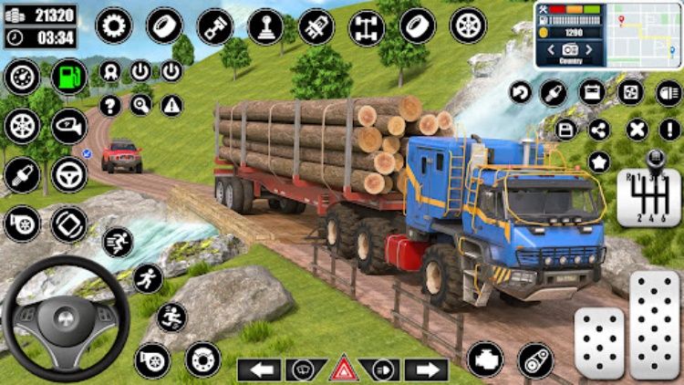 Log Transporter Truck Driving
