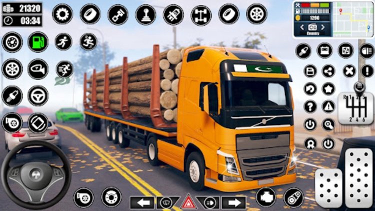 Log Transporter Truck Driving