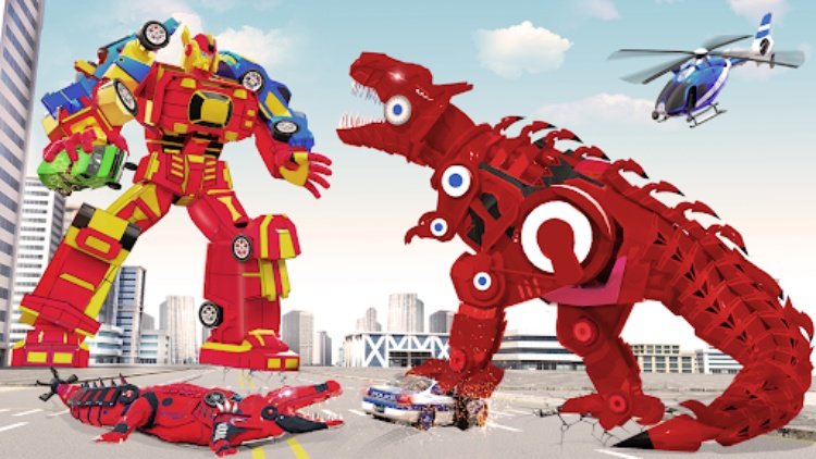 Limo Car Dino Robot Car Game