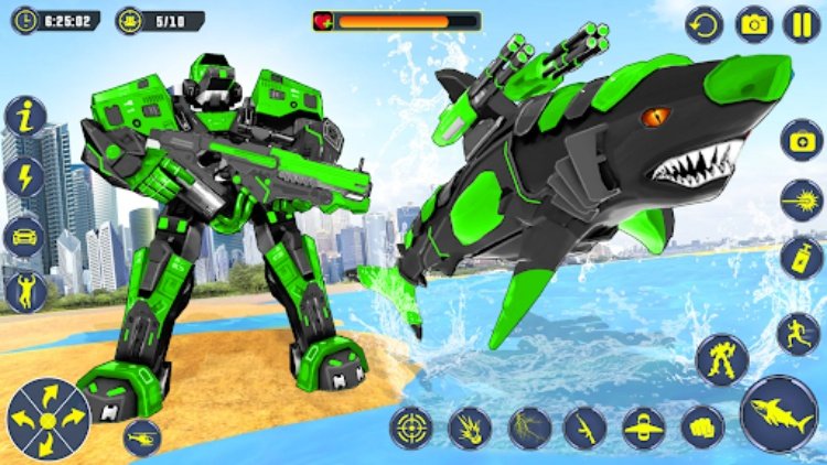 鲨鱼机器人汽车改造游戏