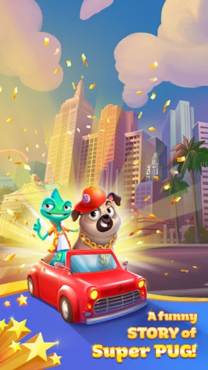 Super Pug Story Match 3 puzzle