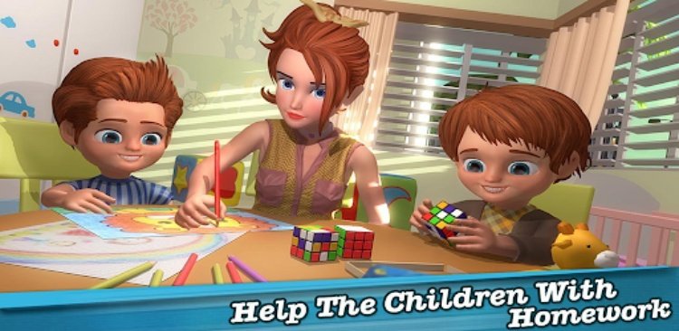 Twin baby Care in Anime Mom 3d