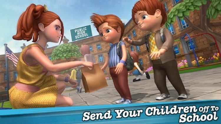 Twin baby Care in Anime Mom 3d