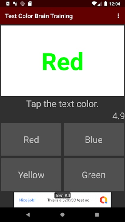 Text Color Brain training