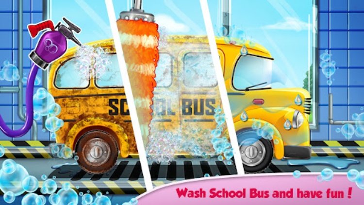 School Bus Wash & Repair Game