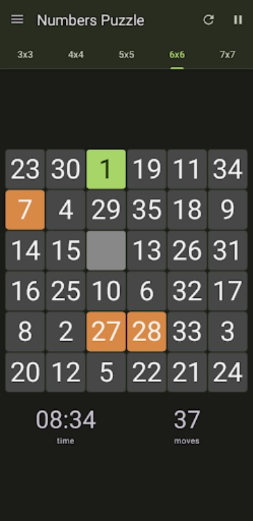 15 Number puzzle sliding game