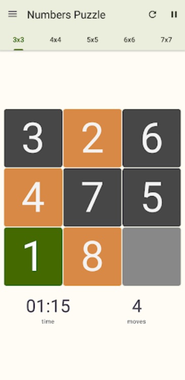 15 Number puzzle sliding game