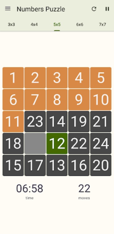 15 Number puzzle sliding game