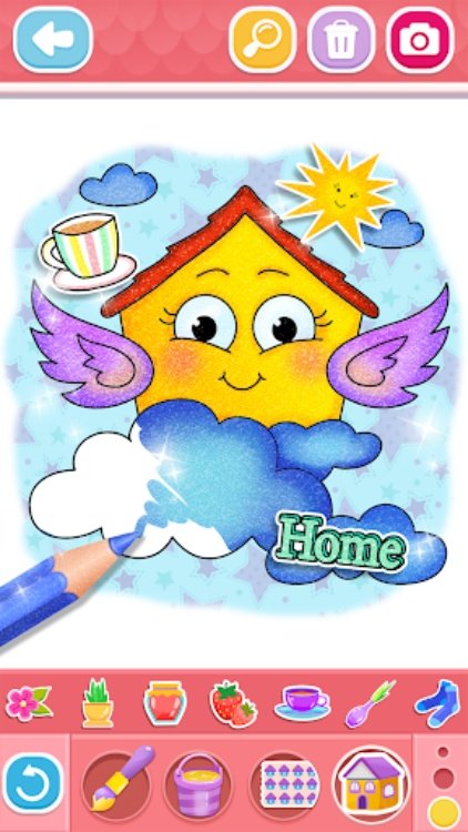 Glitter House coloring for kid