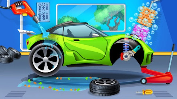 儿童洗车服务汽车工作坊：趣味游戏