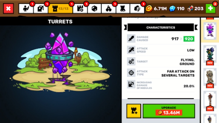 Stagelands 保卫 土地, 能力 & 技能 TD